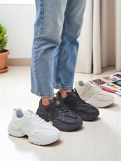 Sneakers damă albi Arete din piele ecologică, toc plat, colecția de primăvară