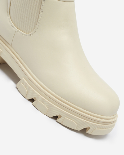 Cizme cremă pentru femei cu talpă medie Vebissa- Footwear