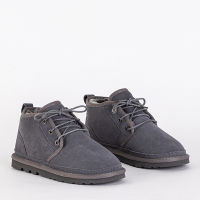 Ghete Dama Luna Gri Porumbel Piele Confortabile de Iarna