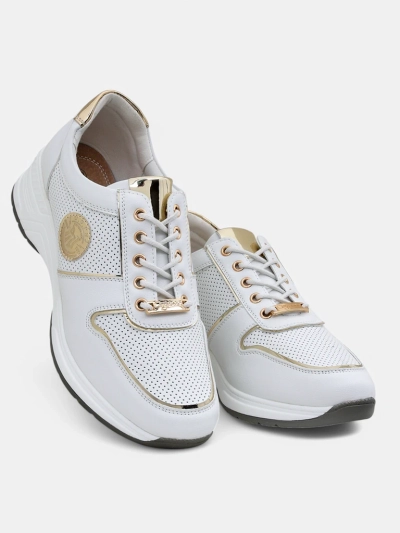 Sneakers damskie koturny Calista Athena białe skóra ekologiczna