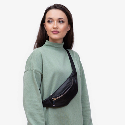 Rinichi de dama cu sclipici negru cu fermoar argintiu - Accesorii