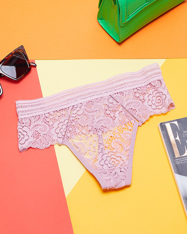 Chiloți tanga damă roz din dantelă - Lenjerie intimă