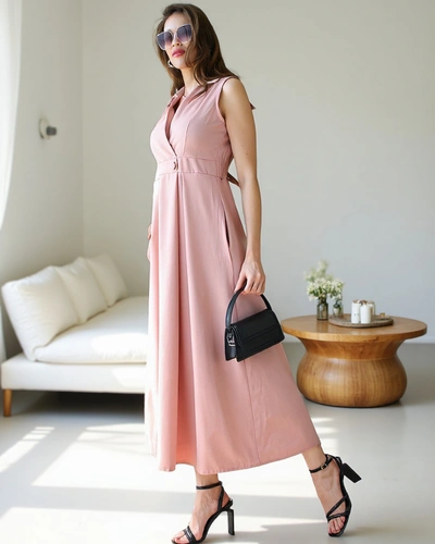 Rochie fără mâneci pentru femei Royalfashion cu decolteu înfășurat Bizness