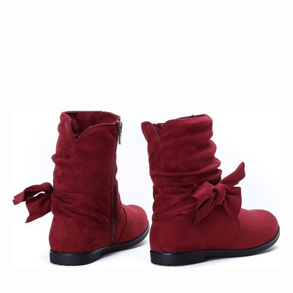 Dziewczęce bordowe botki z kokardką Kassie - Obuwie