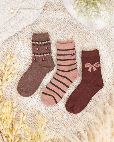 Royalfashion Set de șosete cu imprimeu pentru femei 3/pachet