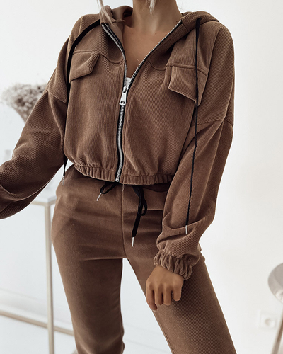 Royalfashion Set sport cu dungi maro pentru femei