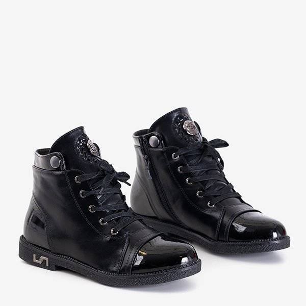 Cizme dama negre cu dantela Andria - Încălțăminte