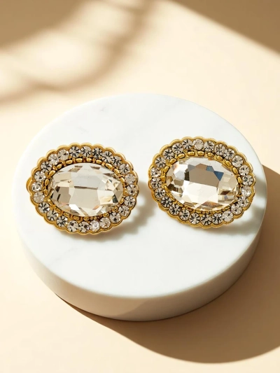 Royalfashion Cercei cu clips pentru femei, cu cristal și zirconiu cubic