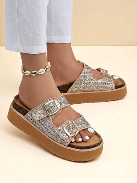 Royalfashion Klapki di Hende Muhé riba Plataforma Nora Woven