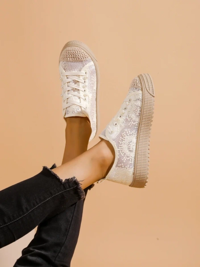 Tenisi din dantelă Royalfashion pentru femei cu paiete Nille