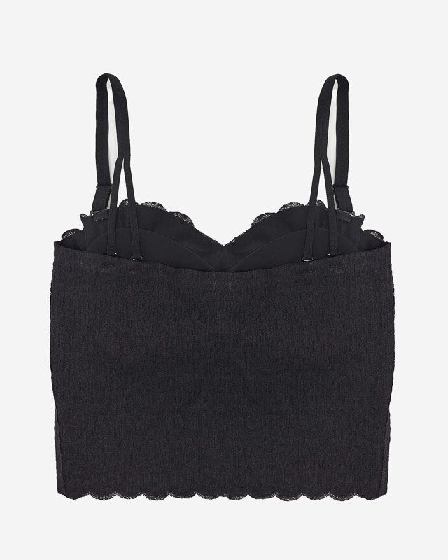 Crop top de damă negru cu bretele - Îmbrăcăminte