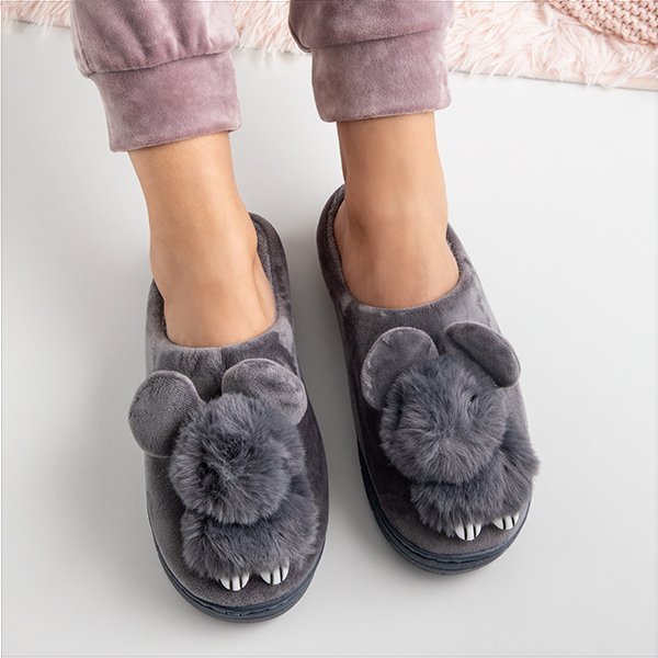 Papuci de culoare gri închis Mouse Amarli - Încălțăminte