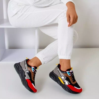 OUTLET Încălțăminte sport dama neagră cu inserții colorate Masze - Încălțăminte