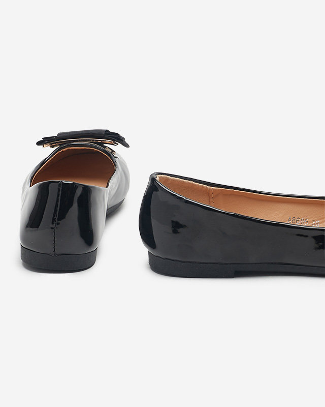 OUTLET Balerini negri lacuiti cu fundita Asame- Pantofi