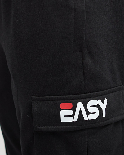 Pantaloni de trening pentru bărbați negri cu buzunare - Îmbrăcăminte
