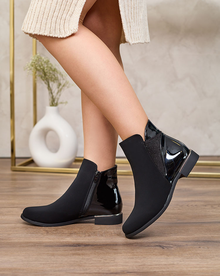 Royalfashion Cizme negre pentru femei cu zirconiu Overlissa