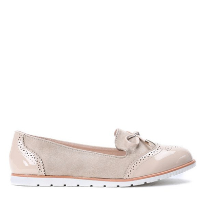 Beżowe mokasyny z kokardką Julia - Obuwie