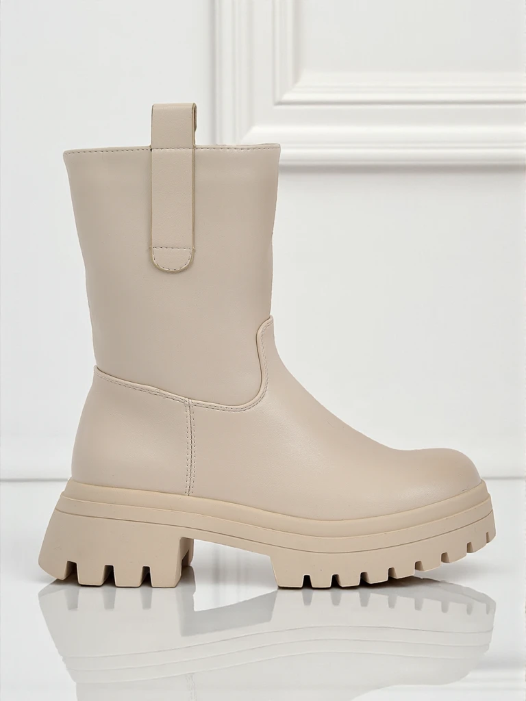 Wyższe botki damskie ze skóry ekologicznej Scarlet Mist