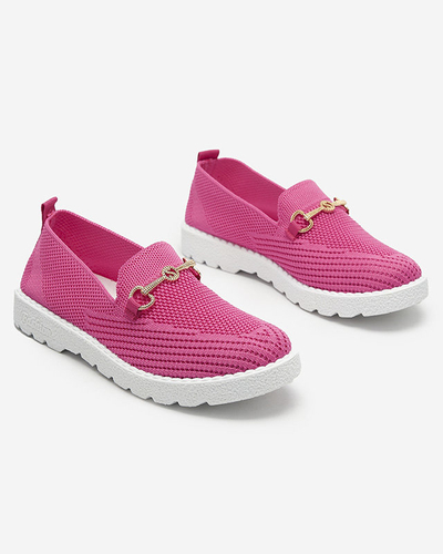 Adidași slip on de damă fucsia cu ornament auriu Enelida - Încălțăminte