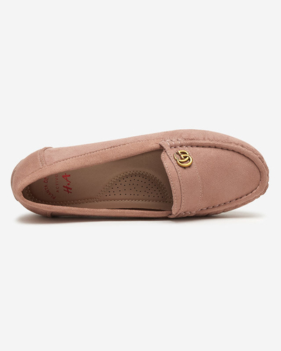 OUTLET Mocasini de dama roz inchis pe pană joasă acoperită Lemira - Pantofi