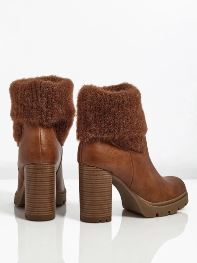 Botine de damă din piele ecologică cu tricot Tirave