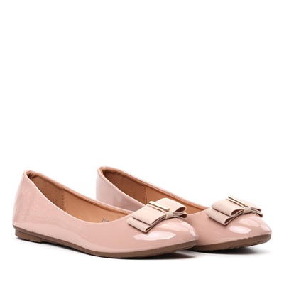 Różowe, gładkie balerinki Rivka- Obuwie