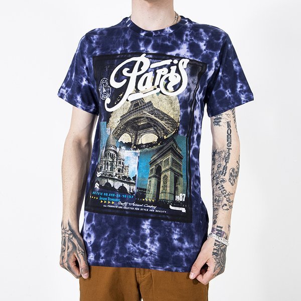 Tricou bărbătesc din bumbac violet cu imprimeu - Îmbrăcăminte