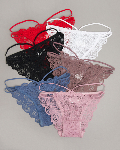 Set slip brazilian din dantelă cu 6 bretele / pachet - Lenjerie intimă