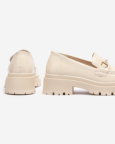 OUTLET Mocasini bej pentru femei cu ornament Avcelias - Încălțăminte