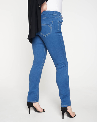Blugi drepti de damă, albaștri PLUS SIZE - Îmbrăcăminte
