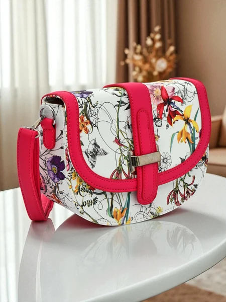 Royalfashion Klein dameshandsak in eko-leer met blomme Ori Elle