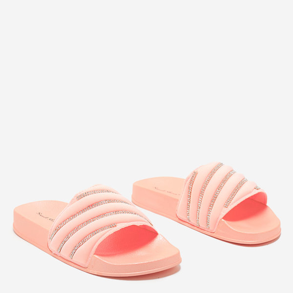 OUTLET Papuci de dama roz deschis cu zirconiu cubic Erikis - Incaltaminte