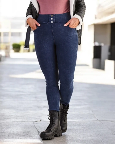 Pantaloni treggings de damă din bumbac mărime mare Royalfashion