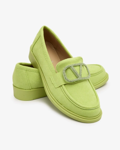 Royalfashion Mocasini de damă verde lime cu ornament Fogras