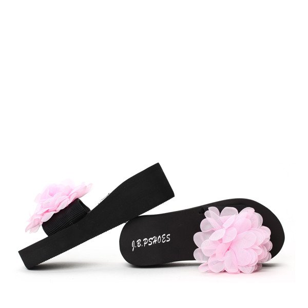 Różowe klapki na platformie Kaylin- Obuwie