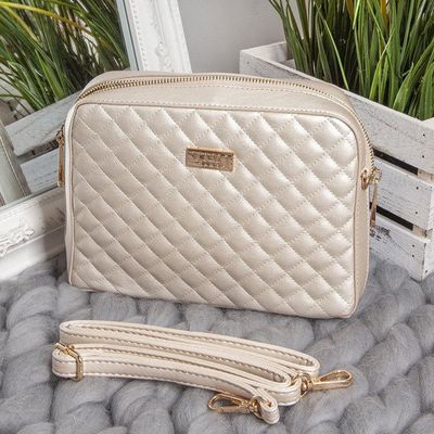 Pikowana torebka na ramię w kolorze złotym - Torebki