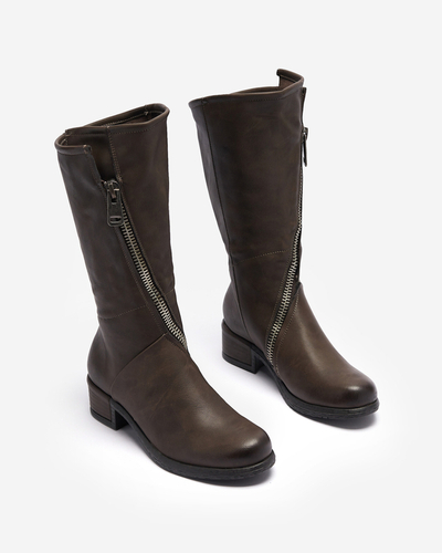 Cizme fără toc din piele ecologică maro închis pentru femei Etica - Încălțăminte