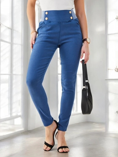 Pantaloni treggings din bumbac Royalfashion pentru femei