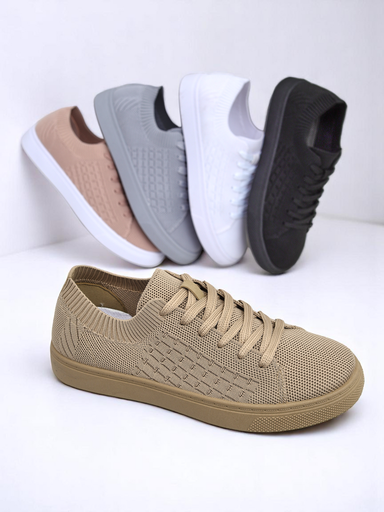 Sneakers Dama Royalfashion AURELIA – teniși textili albi pentru primăvară și vară