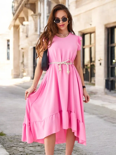 Rochie midi Royalfashion pentru femei cu volane și mâneci scurte