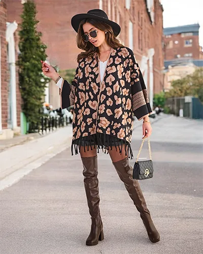 Royalfashion Poncho pentru femei cu imprimeu