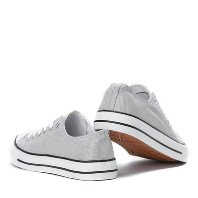 Srebrne trampki pokryte brokatem Audiene - Obuwie