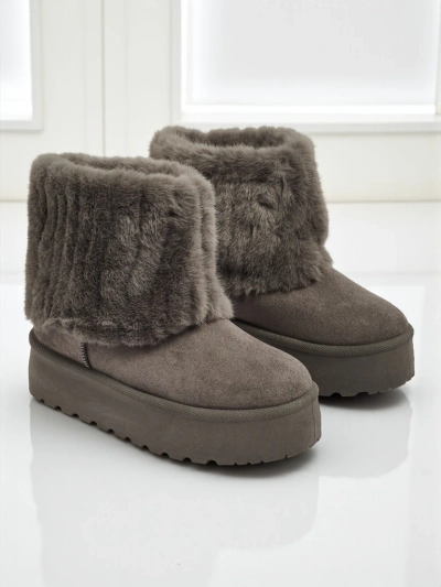 Ghete tip snowboots de damă cu blană artificială Irelle