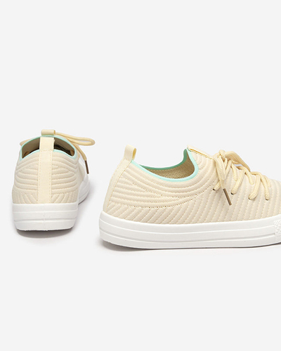 OUTLET Tenisi dama bej cu nervuri Manfer- Incaltaminte