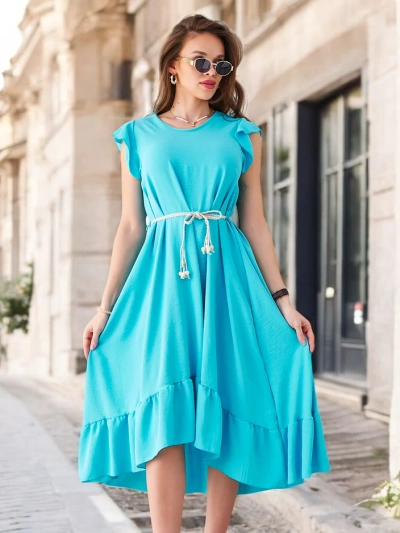 Rochie midi Royalfashion pentru femei cu volane și mâneci scurte