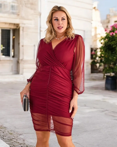 Rochie mini pentru femei Royalfashion cu pliuri MĂRIME MARE