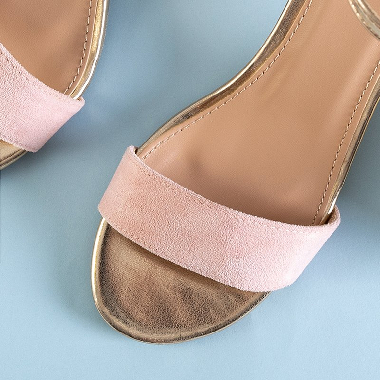 Sandale de damă roz deschis cu toc mic Kamalia - Încălțăminte