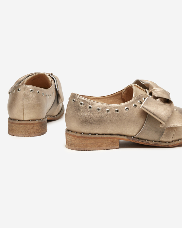 Pantofi de damă aurii cu fundă Entera - Încălțăminte