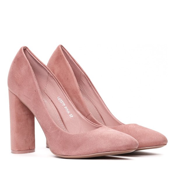 Różowe, klasyczne czółenka na słupku Anntonia- Obuwie