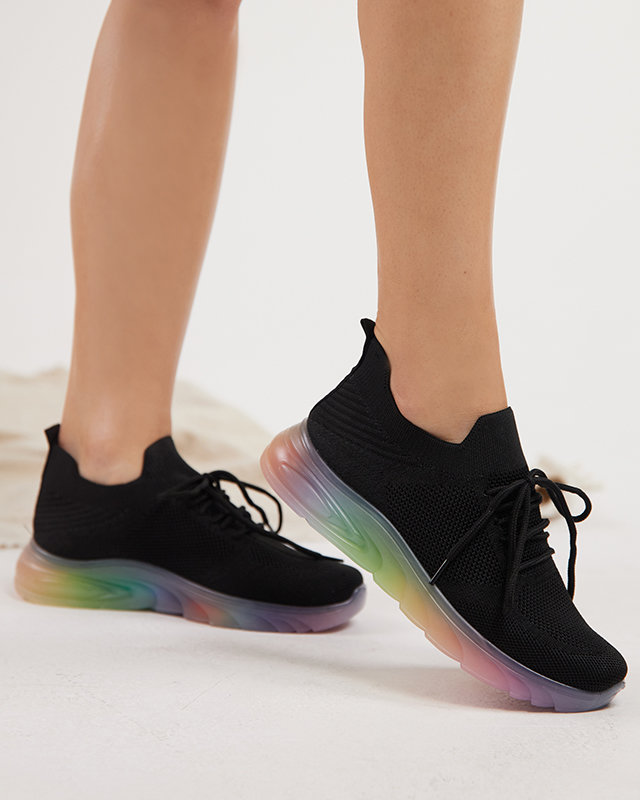 Pantofi sport dama negri cu talpa colorata Afin- Incaltaminte